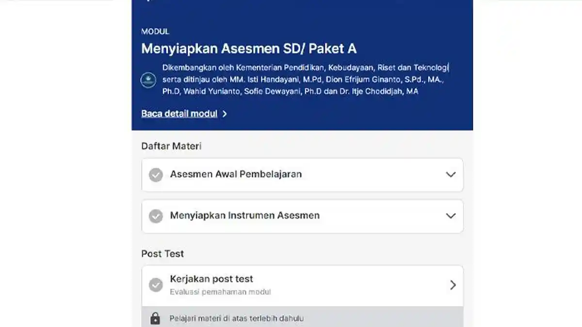 Kunci Jawaban Post Test Asesmen SD/Paket A Modul 2 Menyiapkan Asesmen SD/ Paket A PMM Terbaru 2024!