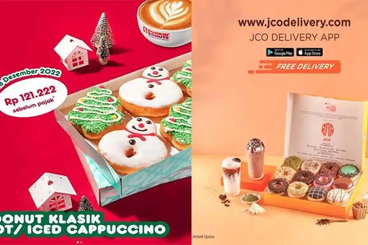Promo Makanan 13 Desember 2022, JCO Domino Pizza Dunkin Donuts Geprek Bensu Kopi Kenangan Chatime