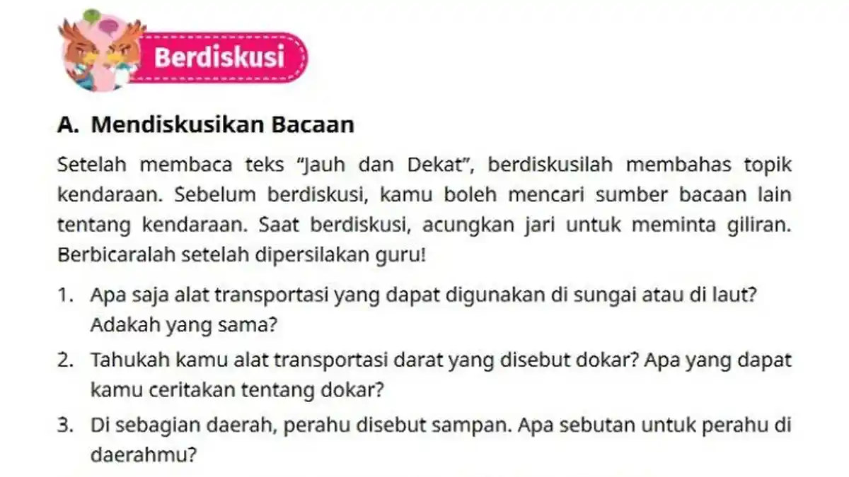 Kunci Jawaban Bahasa Indonesia Kelas 4 Halaman 56 Kurikulum Merdeka Edisi Revisi, Berdiskusi