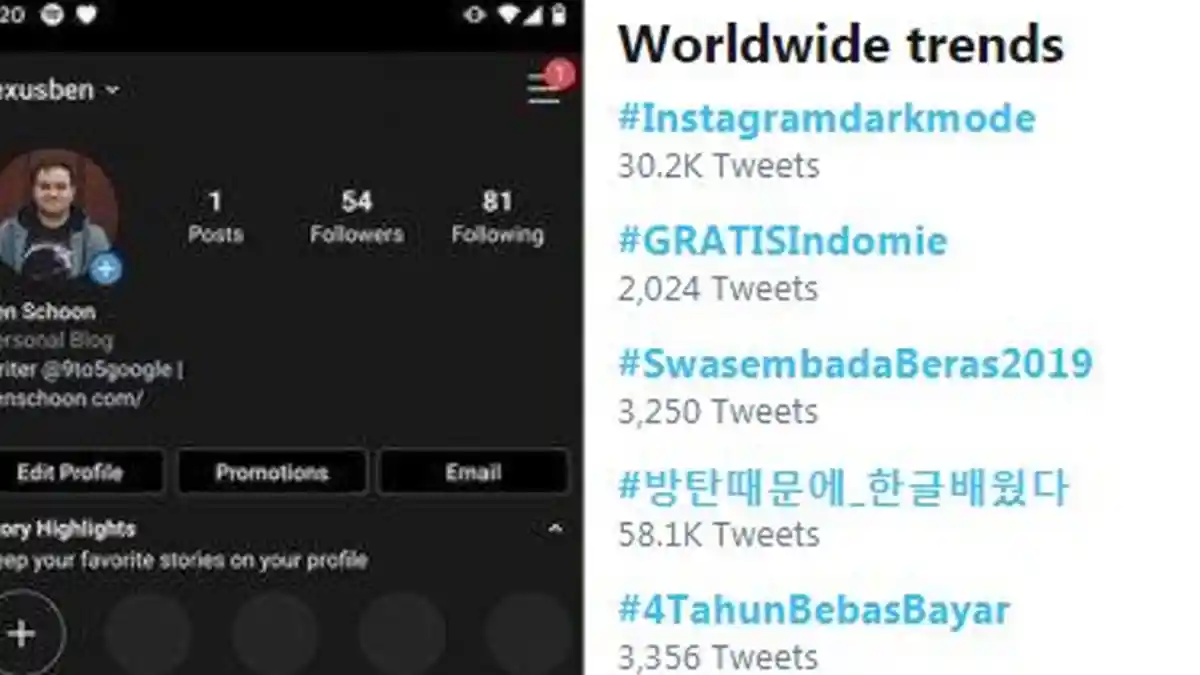 Tagar #instagramdarkmode Jadi Trending di Twitter, Simak Cara Ubah Tampilan Instagram Jadi Gelap