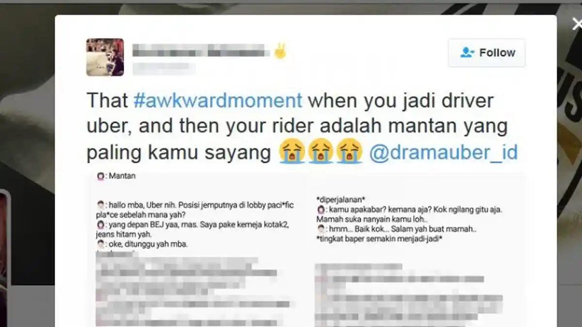Bikin Ngakak, Kisah Driver Uber Membawa Penumpang yang Ternyata Mantan Pacar ini Viral di Medsos