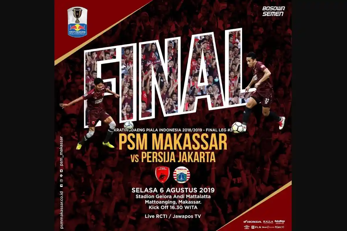 LINK Live Streaming Leg 2 Final Piala Indonesia 2019, PSM Makassar vs Persija Jakarta, Tonton via HP