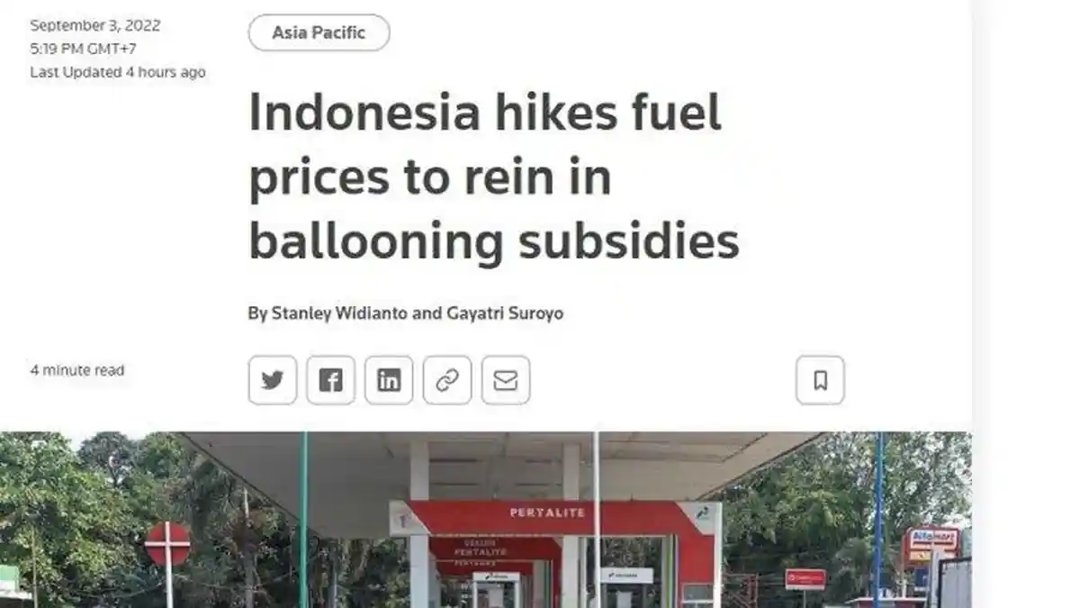 Sejumlah Media Asing Ikut Soroti Kenaikan Harga BBM Subsidi di Indonesia