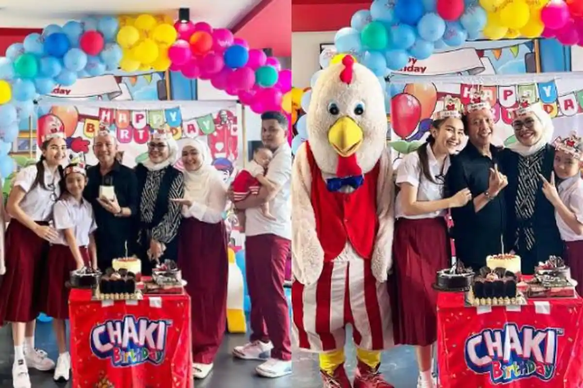 Ayu Ting Ting Rayakan Ulang Tahun Ayah Rozak di Restoran Cepat Saji, Para Tamu Pakai Seragam SD
