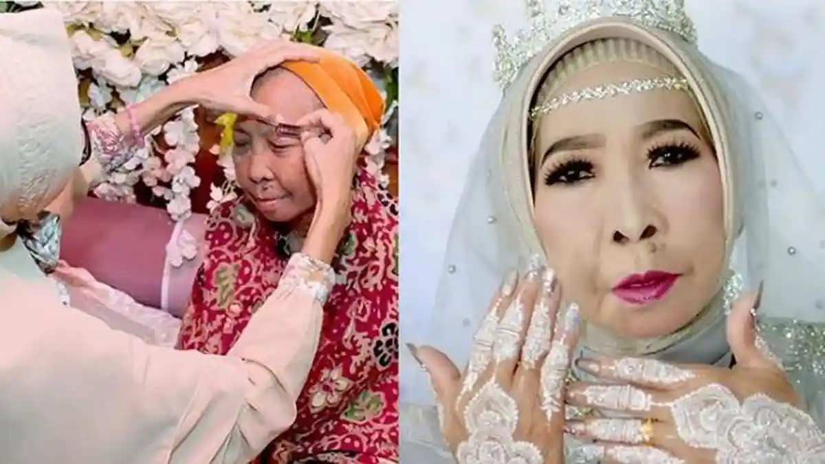 Viral Transformasi Nenek Perawan yang Baru Menikah di Usia 56 Tahun, Jadi Mempelai Cantik!