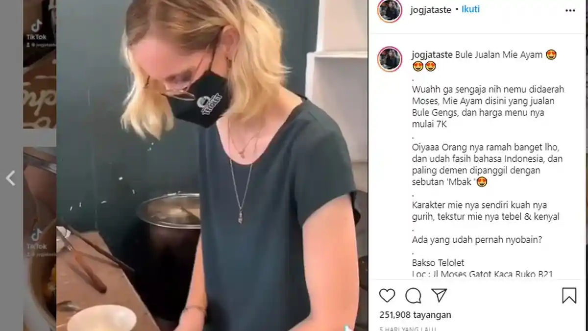Kisah Viral Bule Cantik Jual Bakso dan Mi Ayam di Indonesia, Harganya Mulai Rp 7.000 Seporsi