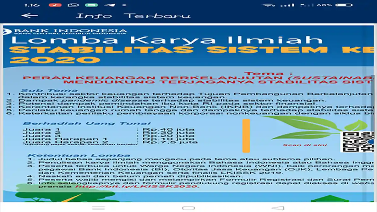 BI Perpanjang Batas Pengumpulan Hasil Lomba Karya Ilmiah Stabilitas Sistem Keuangan