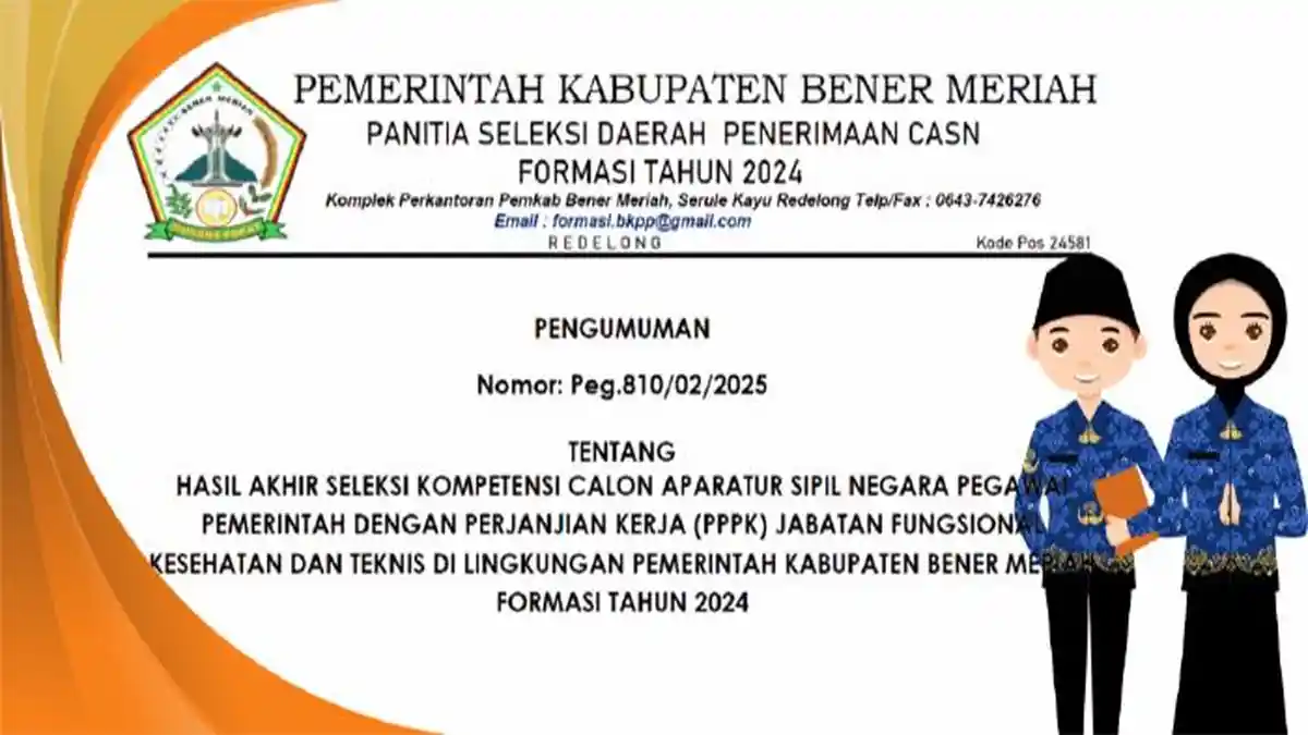 1.313 Peserta Lulus PPPK 2024 di Bener Meriah, Berikut Link Pengumumannya