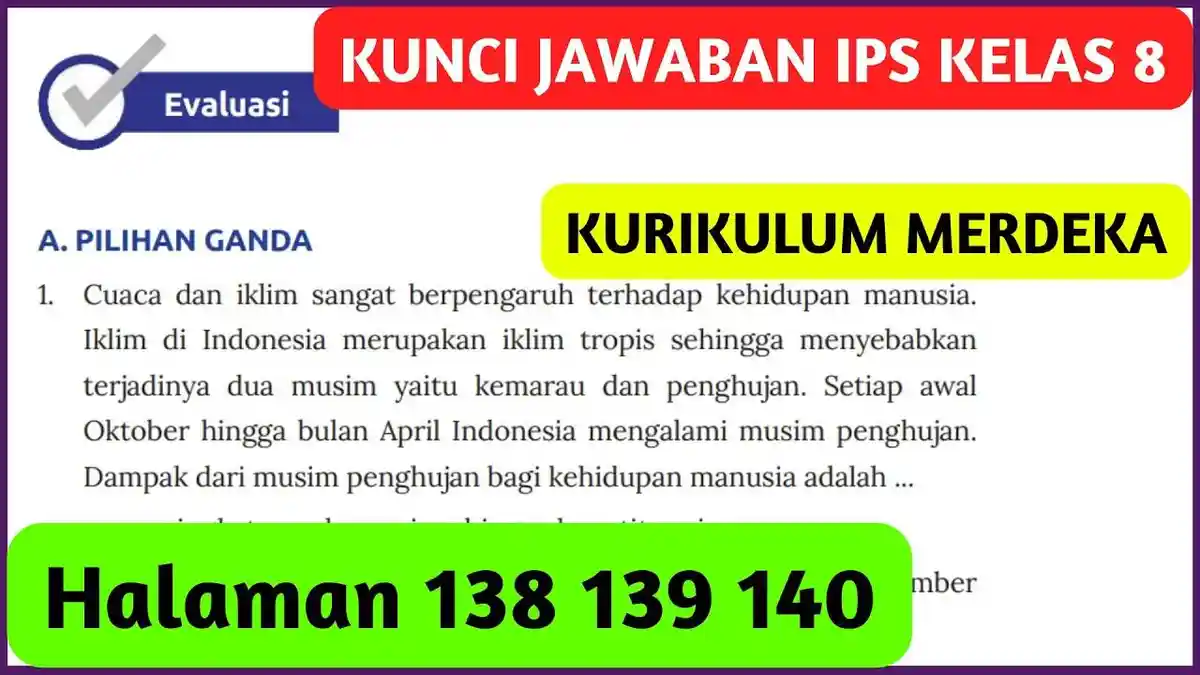 Evaluasi Tema 2 Kemajemukan Masyarakat Indonesia, Kunci Jawaban IPS Kelas 8 Hal 138-140 K Merdeka