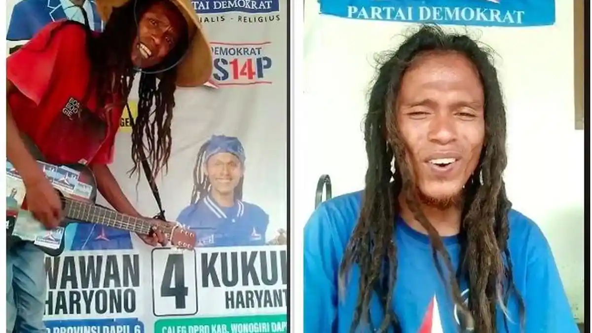 Viral Sosok Kukuh Haryanto Pengamen Berambut Gimbal Maju Caleg di Wonogiri, Modal Niat Baik  