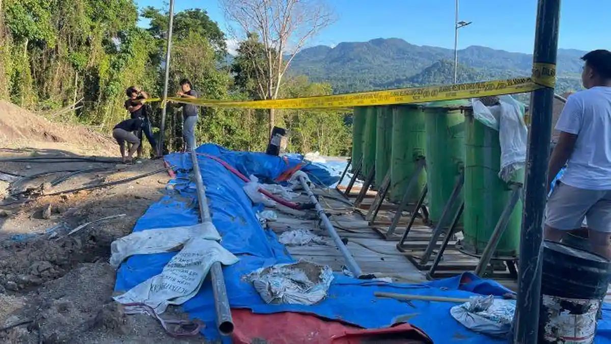 Polres Boltim Pasang Garis Polisi di Tambang Emas Ilegal di Molobog, Ada Bak Rendaman Material