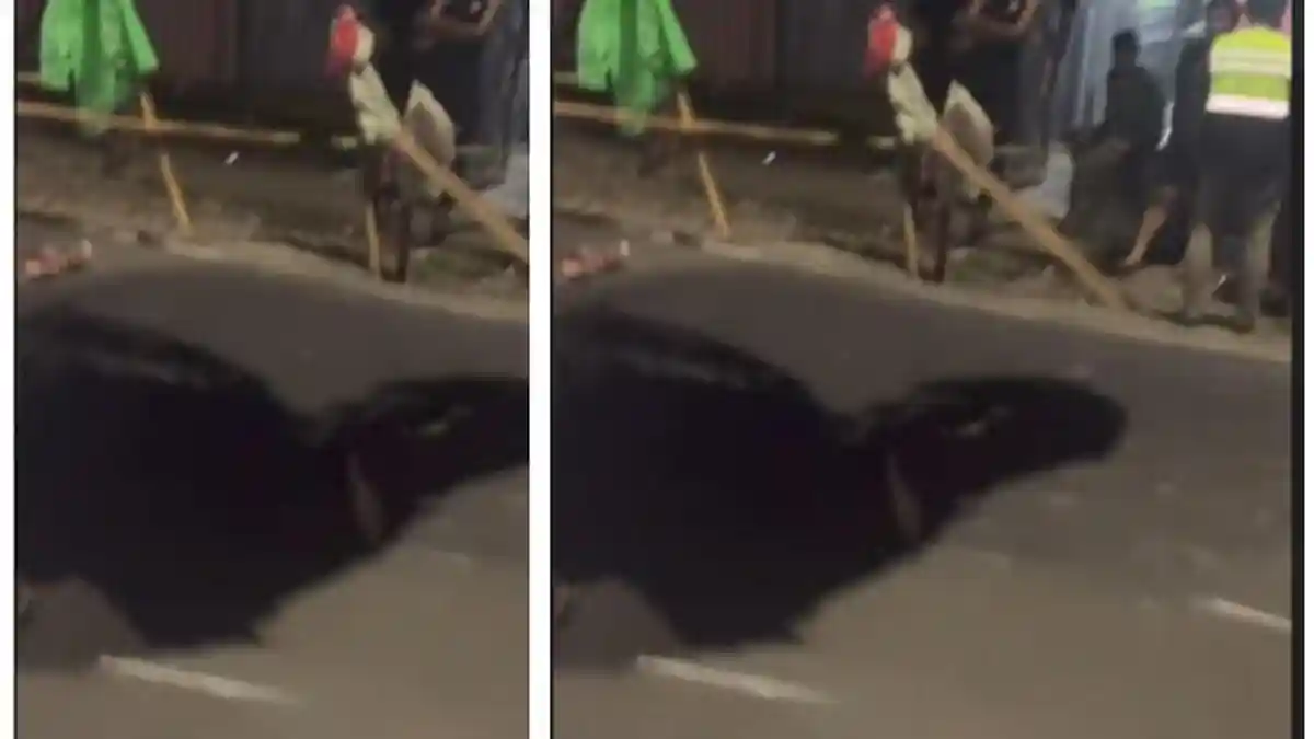 Jalanan Ambles Mirip Sinkhole di Lenteng Agung Jaksel Sepanjang 4 Meter, Lalu Lintas Macet Parah