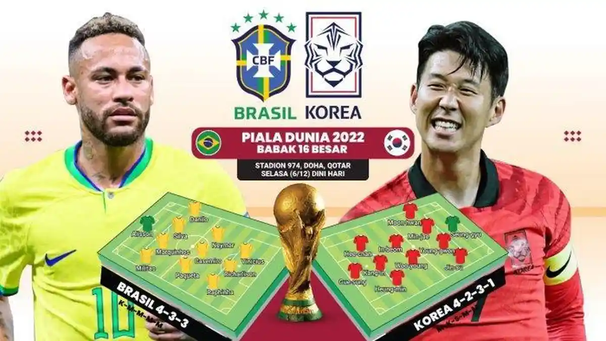NONTON Live Streaming Brasil Vs Korea Selatan Jam 02.00 WIB, Akses di Sini via HP Selain SCTV