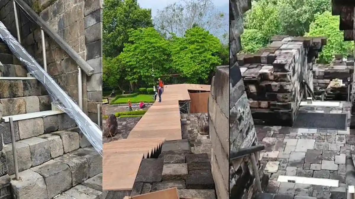 Viral Pemasangan Eskalator di Candi Borobudur, untuk Kunjungan Prabowo dan Presiden Prancis