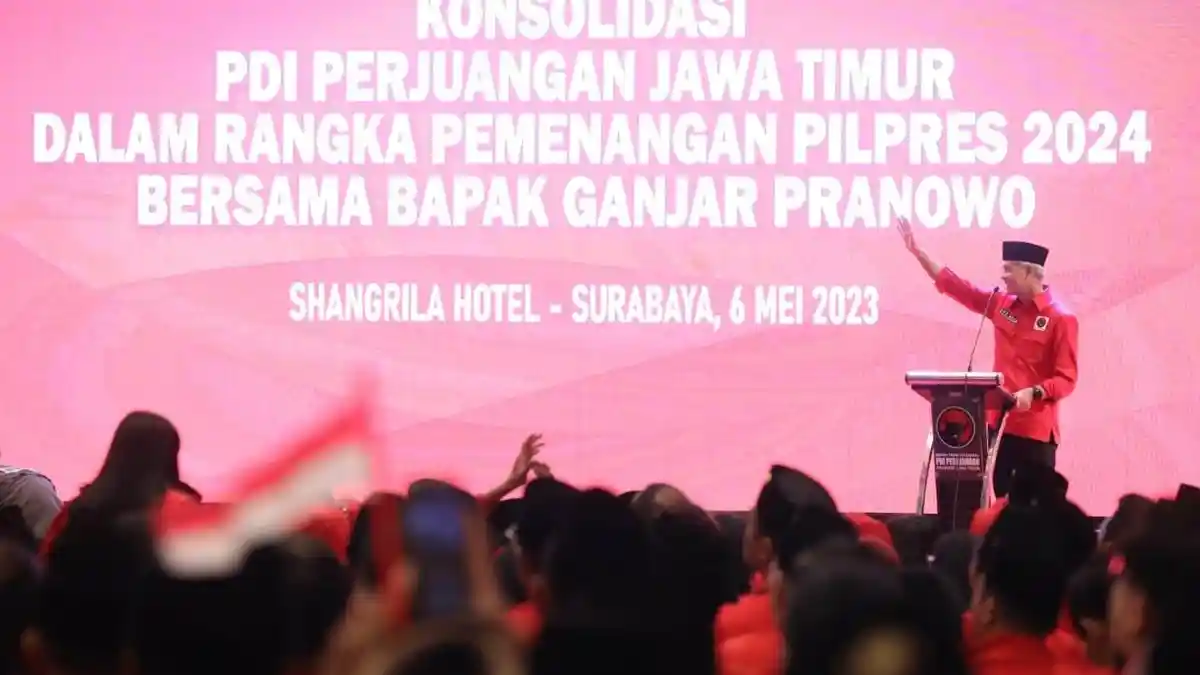 Ganjar Bakar Semangat Ribuan Kader PDIP Jatim: Pilpres 283 Hari Lagi, Tak Lama, Kita Panaskan!