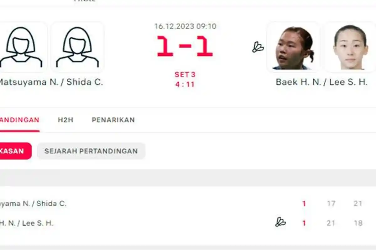 HASIL AKHIR Nami Matsuyama/Chiharu Shida Vs Baek Ha-na/Lee So-hee, Wakil Korea Lolos Final WTF 2023