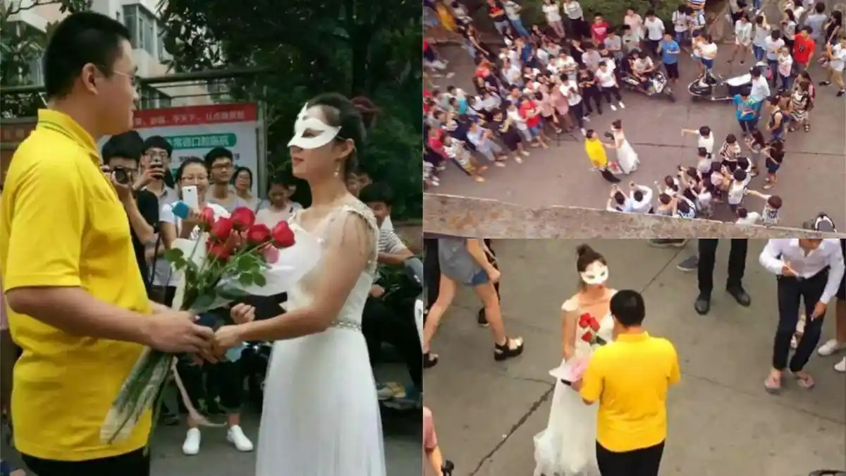 Wow! Professor Wanita Pakai Topeng dan Lamar Mahasiswanya di Tengah Keramaian! Diterima?