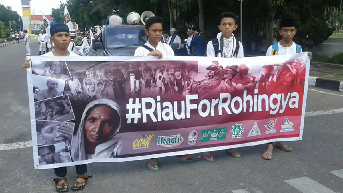 Massa Gabungan Ormas Riau Aksi Solidaritas Rohingya