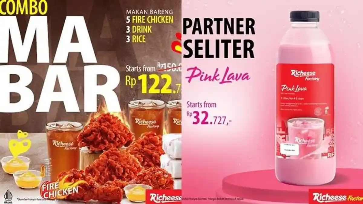 5 Potong Ayam, 3 Nasi dan 3 Minum Rp 122.727, Promo Richeese Factory ...