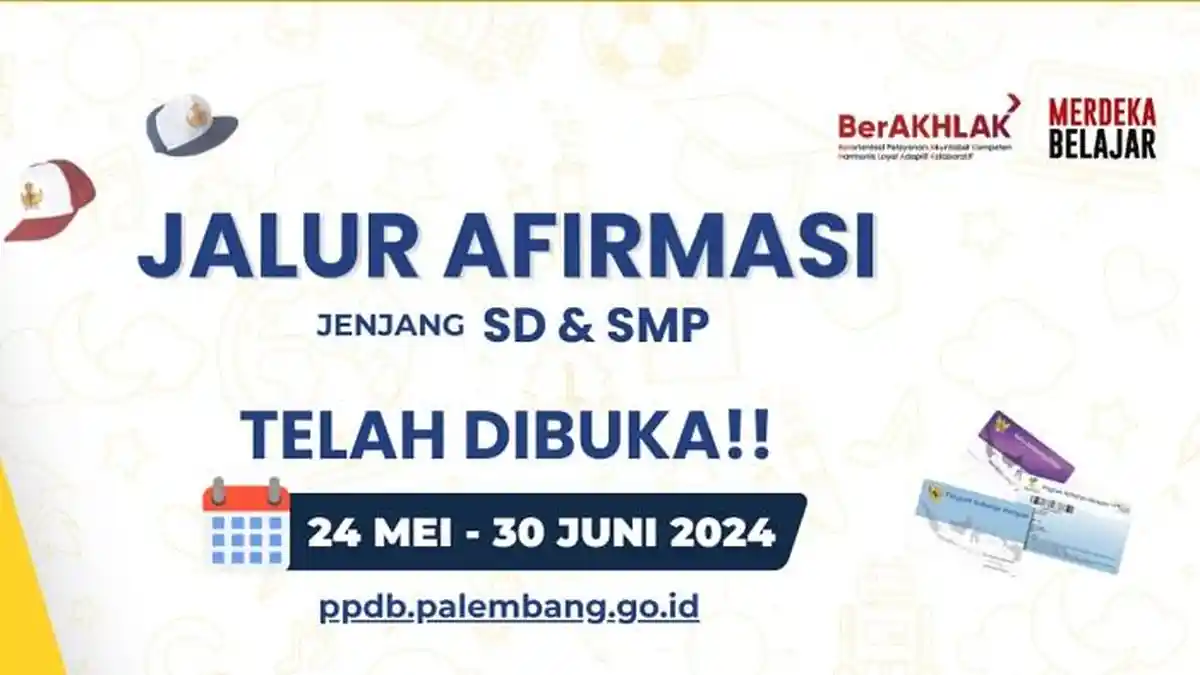 PPDB Palembang 2024 Jalur Afirmasi SD SMP Dibuka Mulai Hari Ini