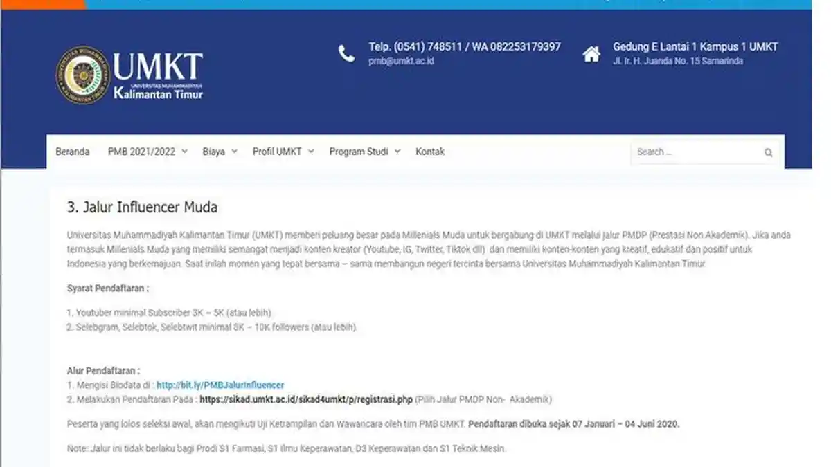 Universitas Ini Buka Penerimaan Mahasiswa Baru Jalur Influencer, dari Ig hingga Tiktok, Ini Infonya