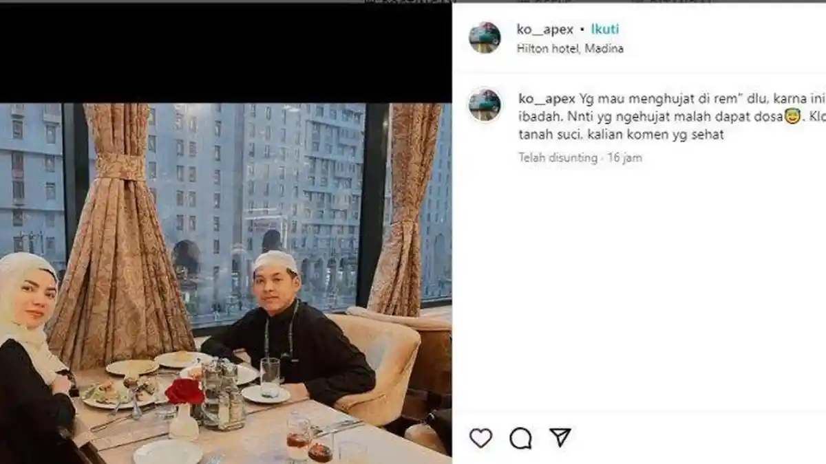 Ko Apex Umrah Bareng Dinar Candy, Beri Pesan Agar Tak Menghujat