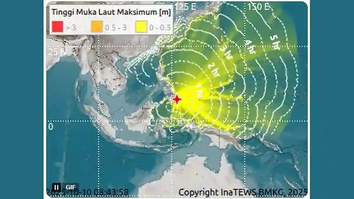 Tsunami Akibat Gempa Terkini M7,6 di Melonguane Terdeteksi, BMKG: di Essang 0,17 M