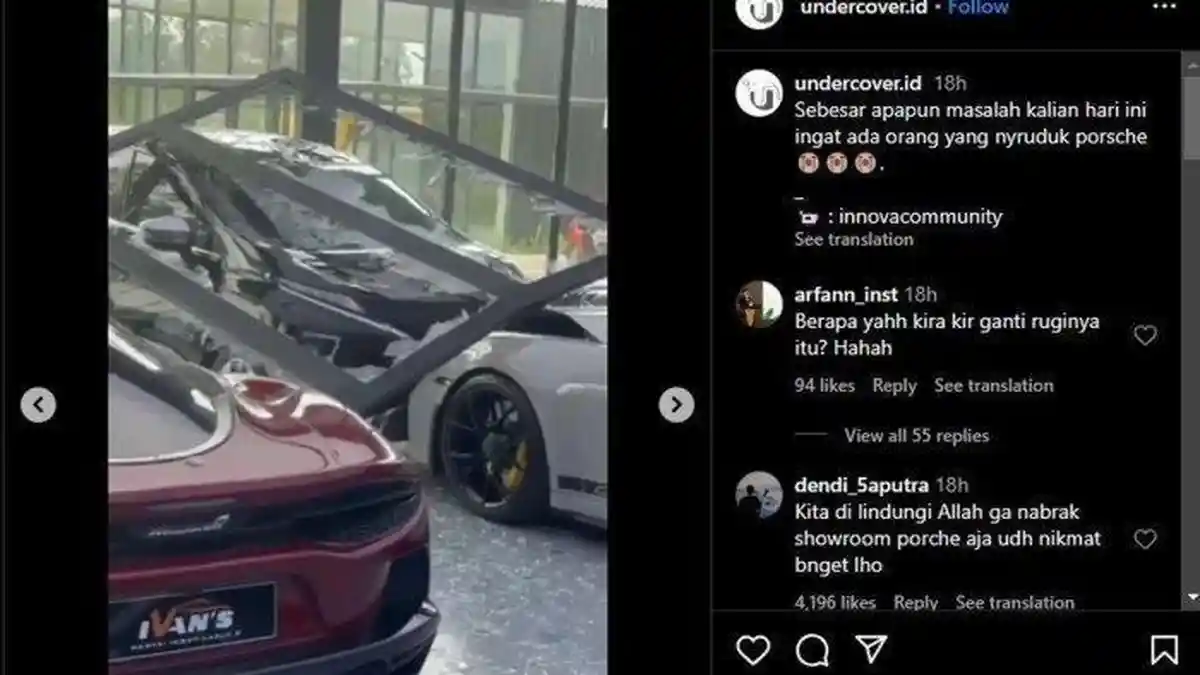 ANCUR, Xpander Tabrak Porsche Hingga Ringsek di Showroom Mobil Mewah