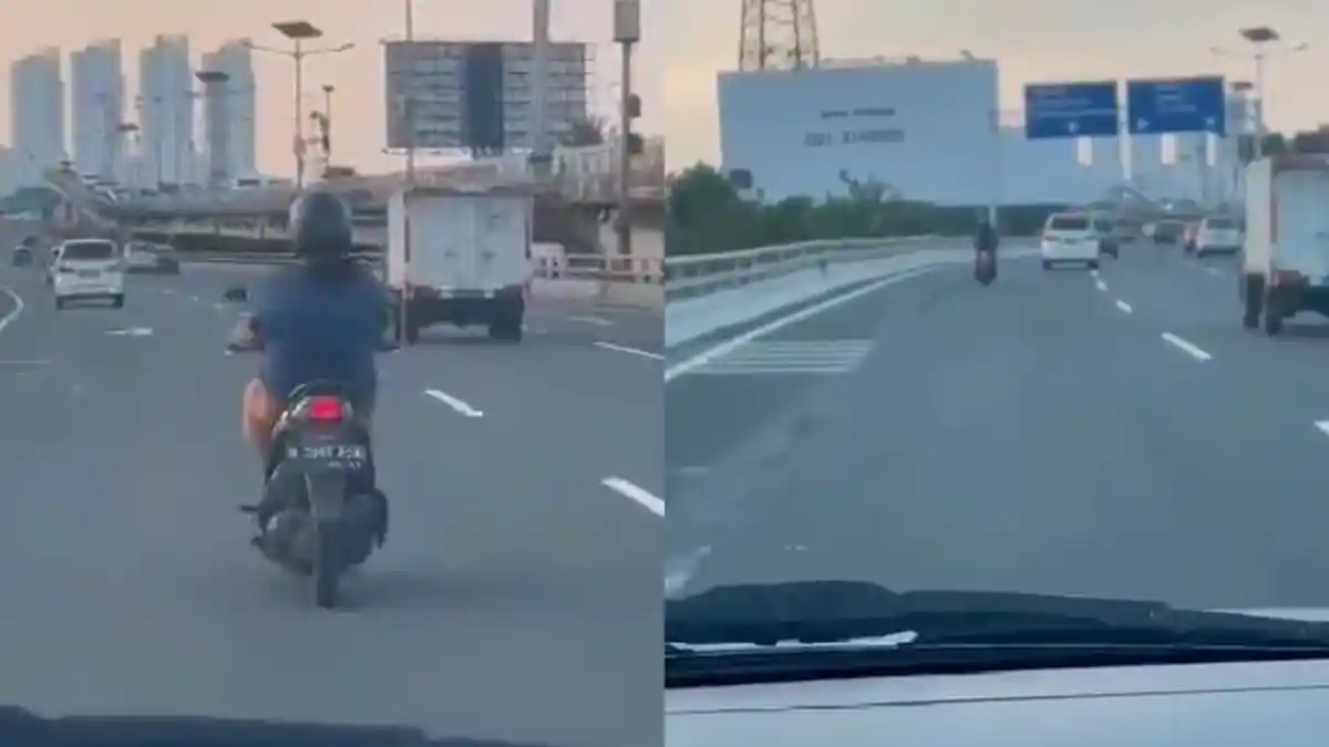 Sempat Dikira Tersasar, Viral Emak-emak Naik Motor Masuk Jalan Tol, Bawa Kartu E-Toll di Tas