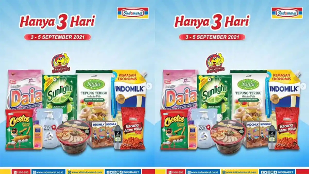 PROMO JSM INDOMARET Hari Ini 5 September 2021, Sabun Deterjen Margarine Snack hingga Tepung Terigu