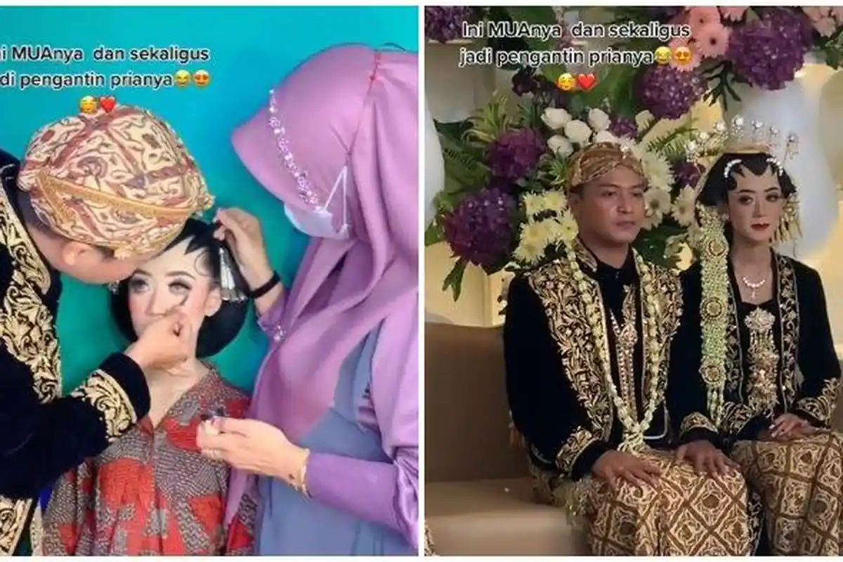 Viral Pengantin Pria Dandani Sendiri Calon Istrinya di Hari Pernikahan, Ternyata Berprofesi MUA