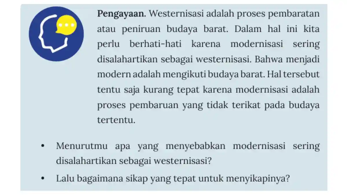 Kunci Jawaban IPS Kelas 9 SMP Halaman 30 Kurikulum Medeka, Modernisasi dan Westernisasi