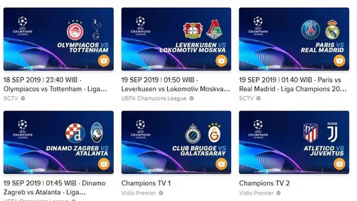 Live Streaming Liga Champion Malam Ini, Jadwal Tv dan Jam Tayang - LINK Siaran SCTV/Vidio.com