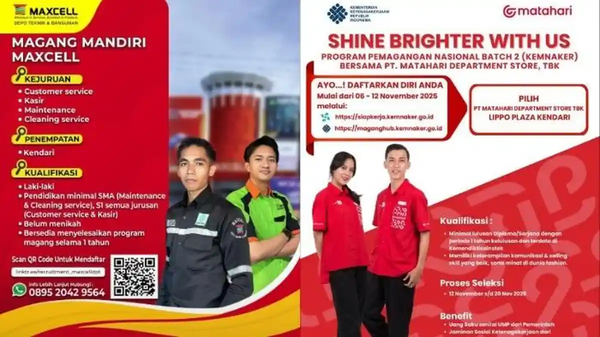 Link Daftar Magang Matahari Lippo Plaza dan Maxcell Kendari, Pendaftaran 6-12 November 2025