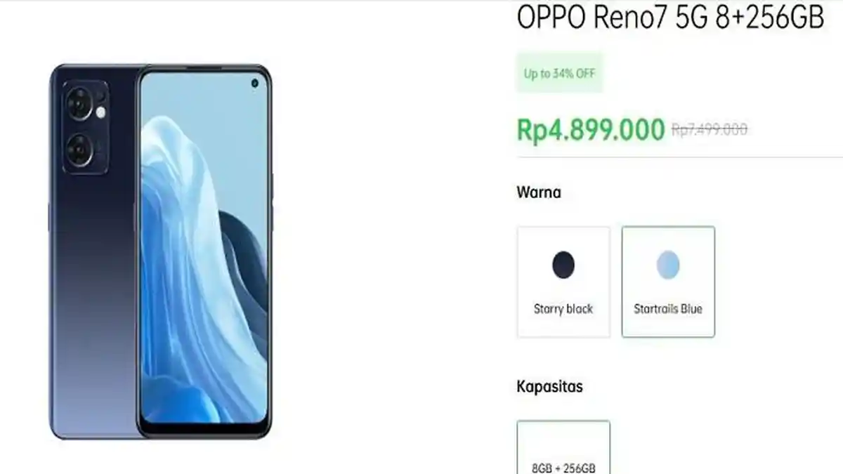 Turun Harga! HP Oppo Reno7 5G Varian 8GB/ 256GB dan Kamera 64 MP Sekarang Semurah Ini