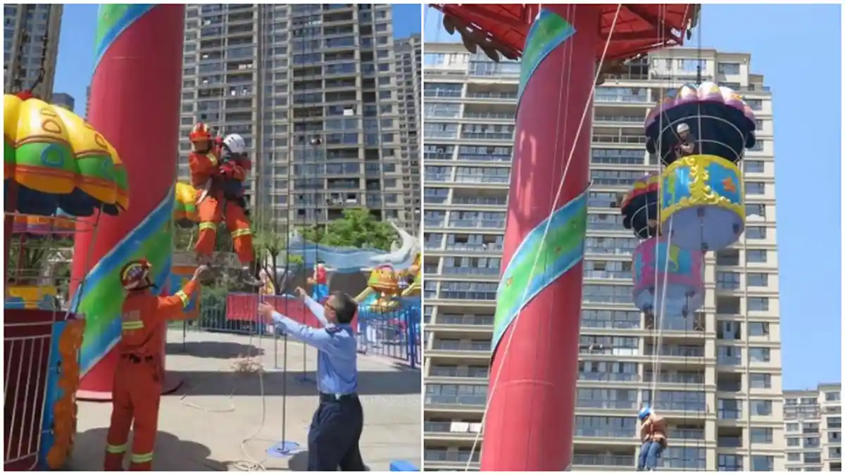 Tiba-tiba Macet, Seorang Ibu dan Dua Anaknya Terjebak di Wahana Ekstrim Setinggi 30 Meter