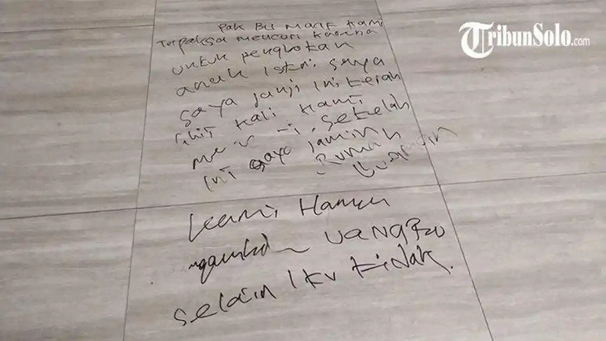 VIRAL Aksi Nyeleneh Maling di Jateng, Tinggalkan Pesan Usai Mencuri: Pak Bu, Janji Ini yang Terakhir