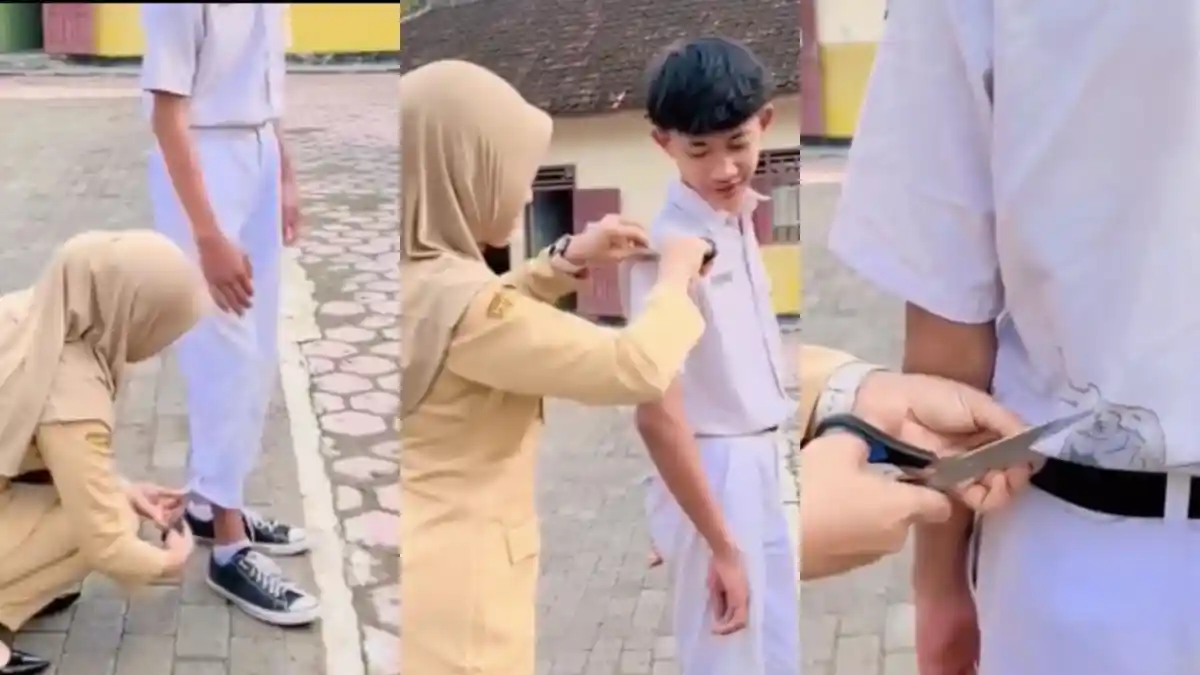 Viral Bu Guru Gunting Seragam Siswa SMP di Sragen Jateng: Ada Coretan Gambar di Baju