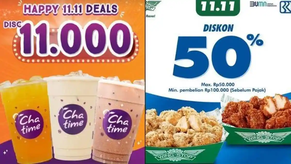 Daftar Promo 11.11 Makanan dan Minuman di Wingstop, Chatime, Waroeng Steak, Janji Jiwa, Esteh