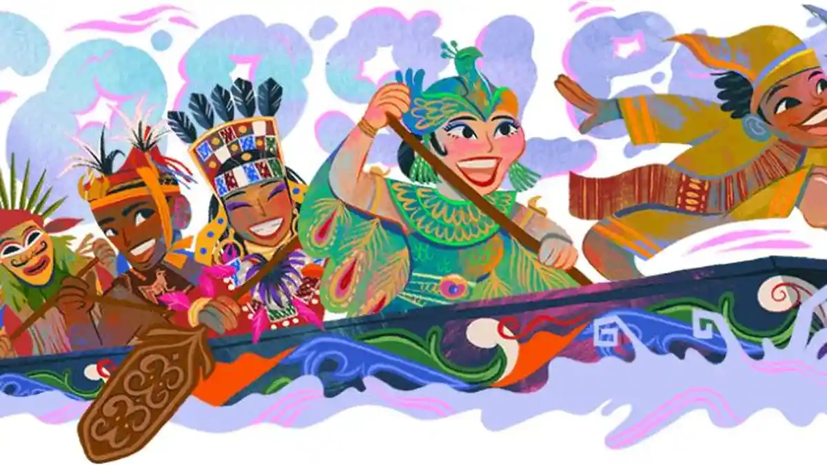 Google Doodle Peringati HUT Kemerdekaan ke-77 RI, Tampilkan Ikon Balap Perahu Pacu Jalur