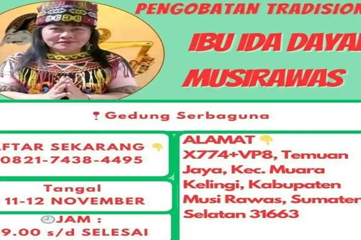 HOAX Kabar Ida Dayak Buka Pengobatan di Musi Rawas, Polisi Imbau Masyarakat Waspada Penipuan