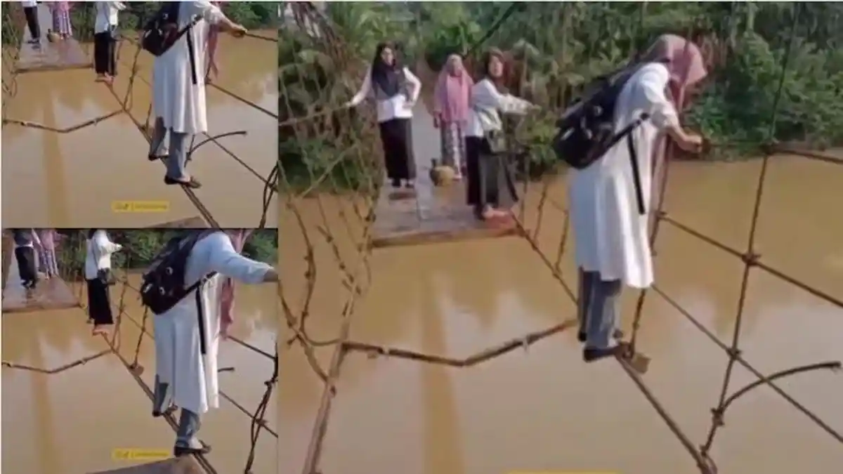 Guru SD di Merangin Jambi Uji Nyali Demi Mengajar, Netizen Tag Gibran: Tolong, Sebelum Makan Gratis!