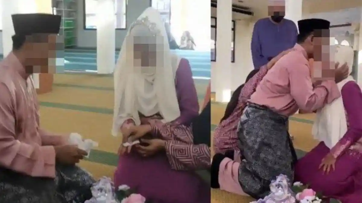 CUMA Pencitraan? Pria Grogi Pasangkan Cincin ke Istri, Butuh 2 Menit, Berbeda saat Cium Dahi: Nyosor