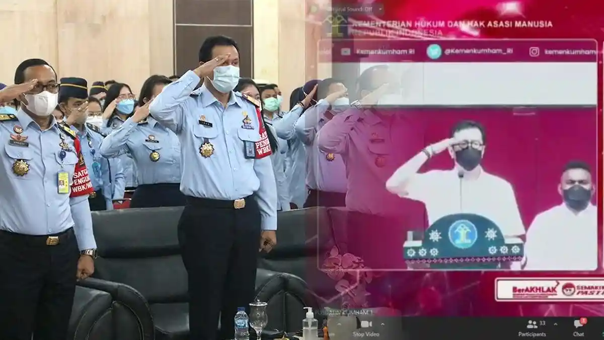 Kanwil Kemenkumham Sumut Ikuti Apel Pegawai dan Halal Bihalal secara Virtual Bersama Menkumham RI