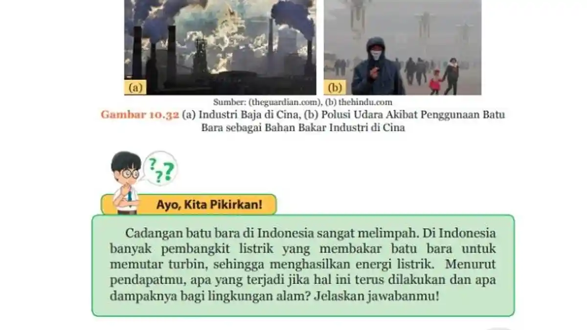 Kunci Jawaban IPA Kelas 9 Semester 2 Halaman 239 K13, Dampak Penggunaan Batubara bagi Lingkungan