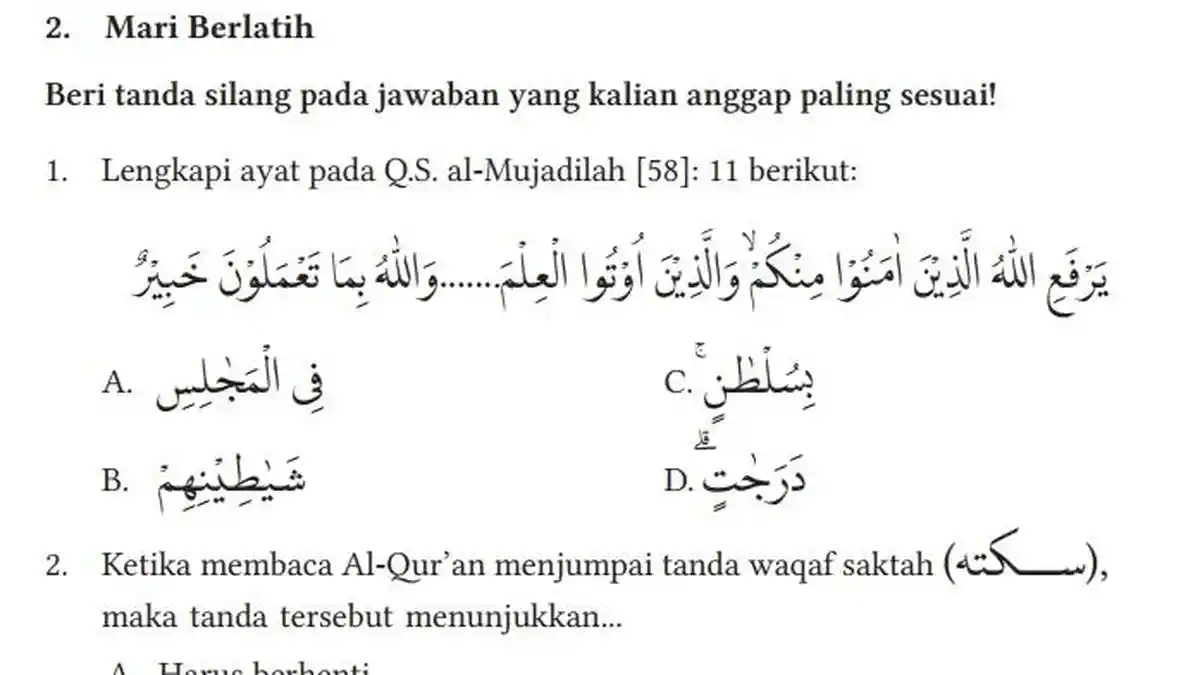 Jawaban Soal PAI Kelas 9 Semester 1 Halaman 22 23 24 25 Kurikulum Merdeka, Mari Berlatih Bab 1