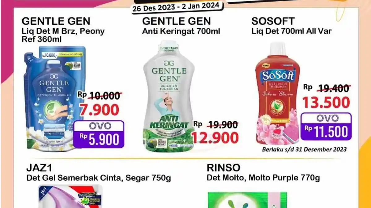 HARGA Deterjen di JSM Alfamart Indomaret Hari Ini 30 Desember 2023: Sosoft Liquid Cuma Rp13.500