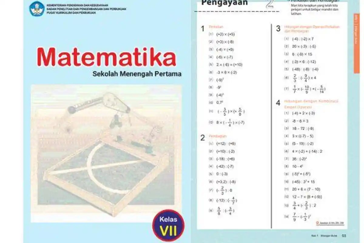 Kunci Jawaban Matematika Kelas 7 Halaman 55, Hitungan dengan Operasi Perkalian dan Pembagian