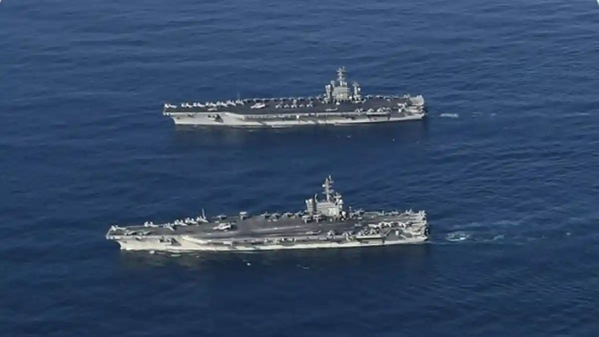 Saat China Latihan Perang di Laut China Selatan, Amerika Kirimkan Dua Kapal Induk, China AS Perang?