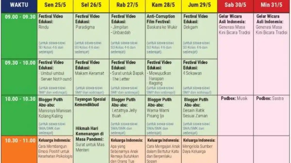 JADWAL Tayangan Belajar dari Rumah di TVRI Jumat 29 Mei 2020, Lengkap Link Live Streaming
